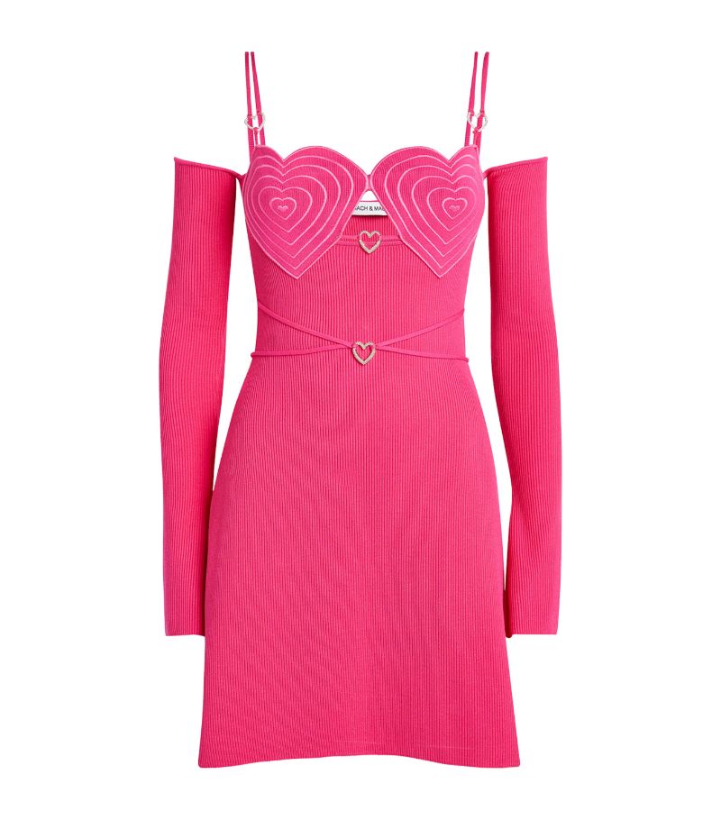 Mach & Mach MACH & MACH Rib-Knit Heart Mini Dress