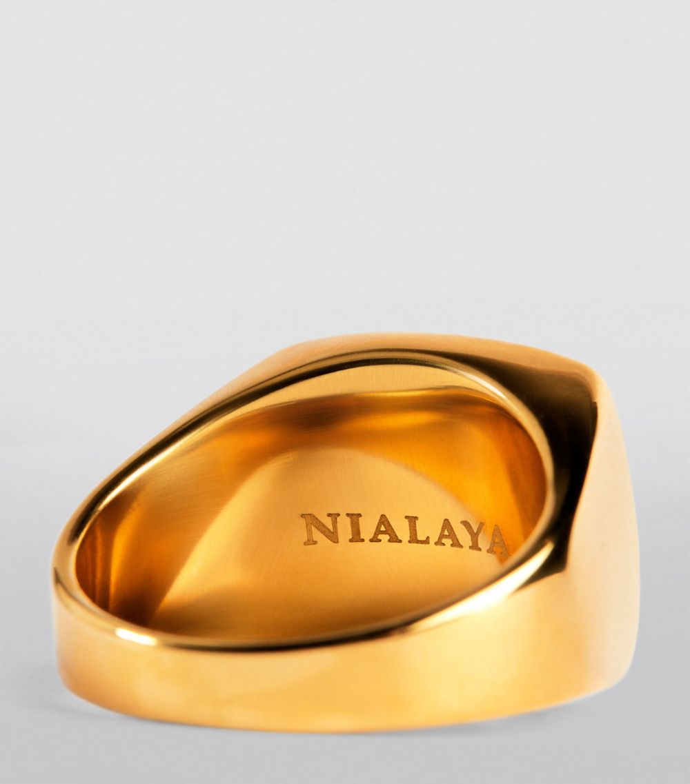 Nialaya Jewelry Nialaya Jewelry Gold-Plated Jade Signet Ring