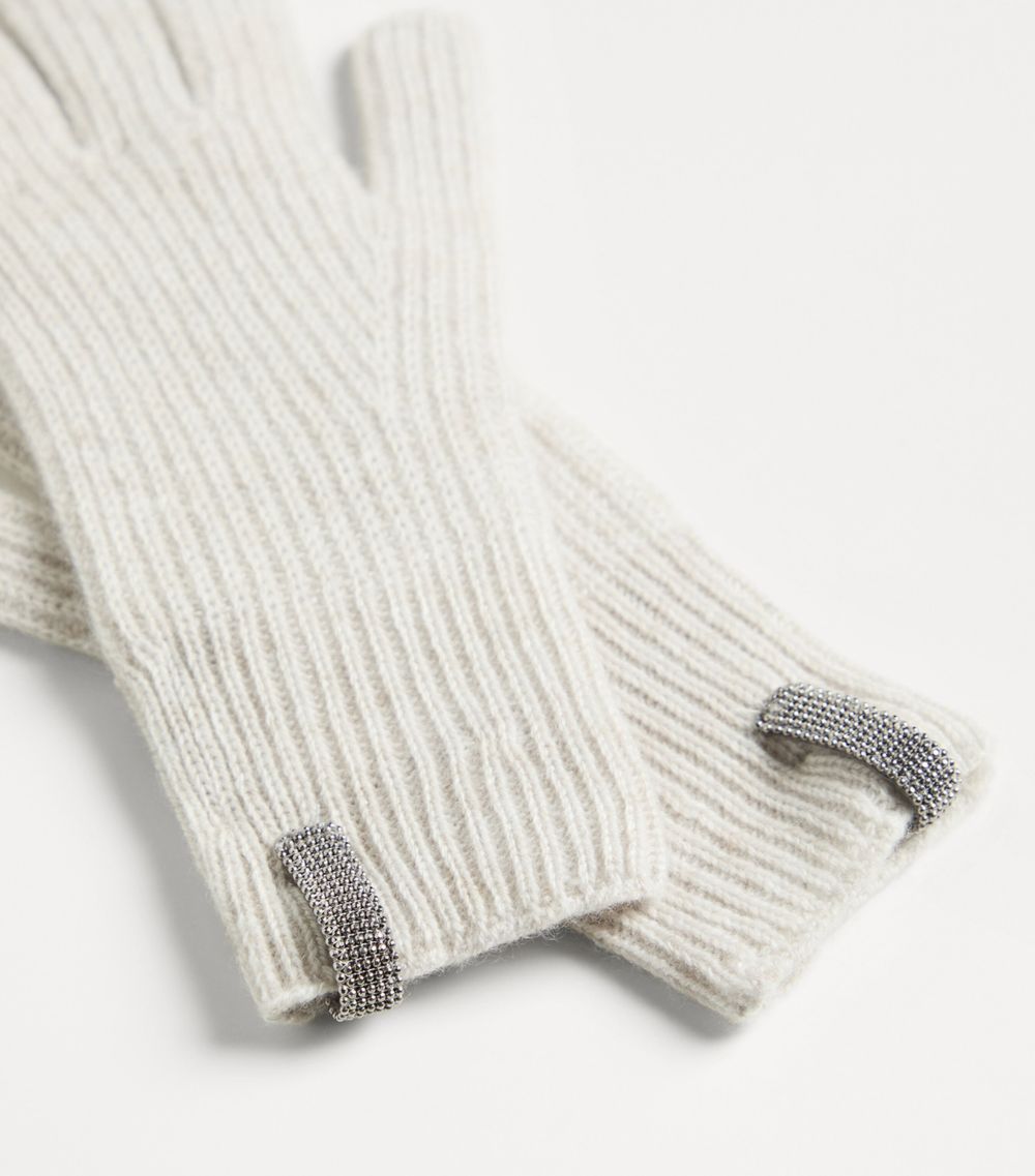 Brunello Cucinelli Kids Brunello Cucinelli Kids Cashmere Monili-Trim Gloves