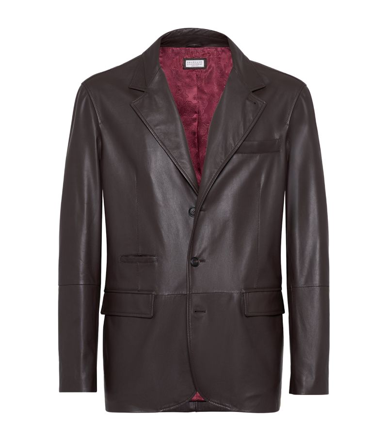 Brunello Cucinelli Brunello Cucinelli Polished Calfskin Tailored Jacket