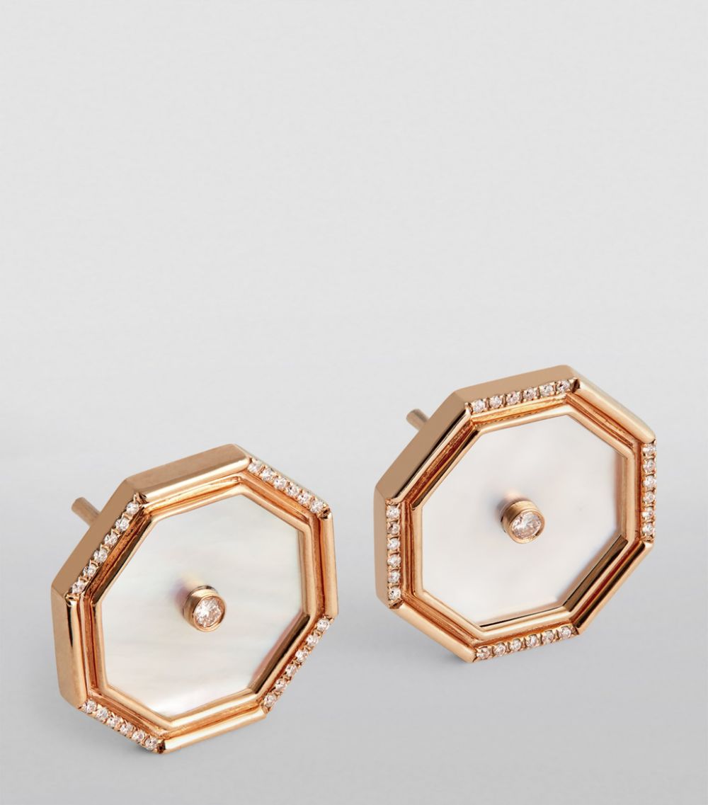 L'Atelier Nawbar L'Atelier Nawbar Rose Gold, Diamond And Mother-Of-Pearl Amulets Of Light Earrings