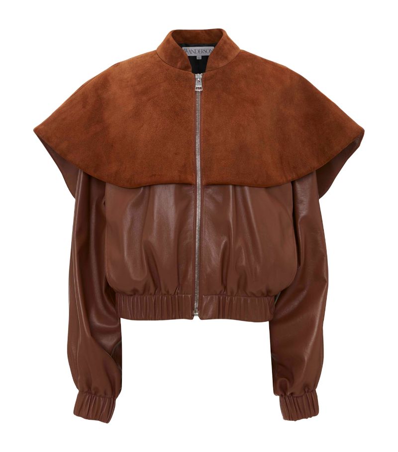 Jw Anderson Jw Anderson Oversized-Collar Leather Bomber Jacket