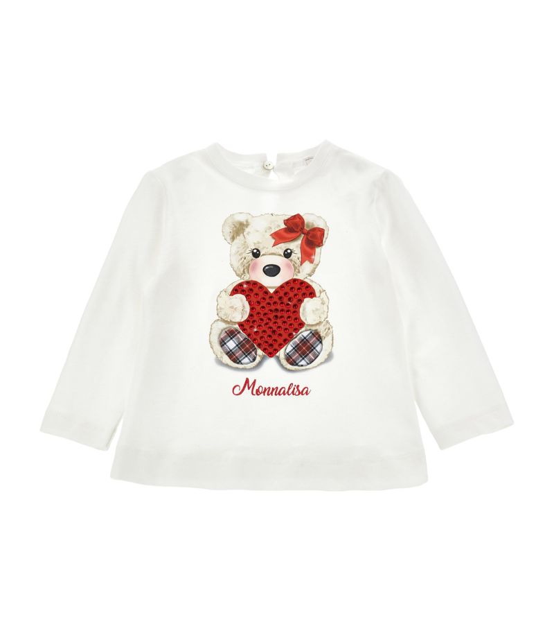 Monnalisa Monnalisa Teddy Bear Print Rhinestone T-Shirt (4-10 Years)