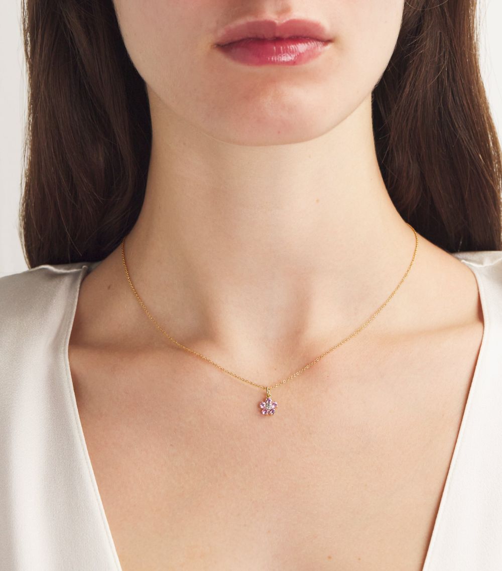 Jennifer Meyer Jennifer Meyer Large Yellow Gold, Pink Sapphire And Diamond Flower Necklace