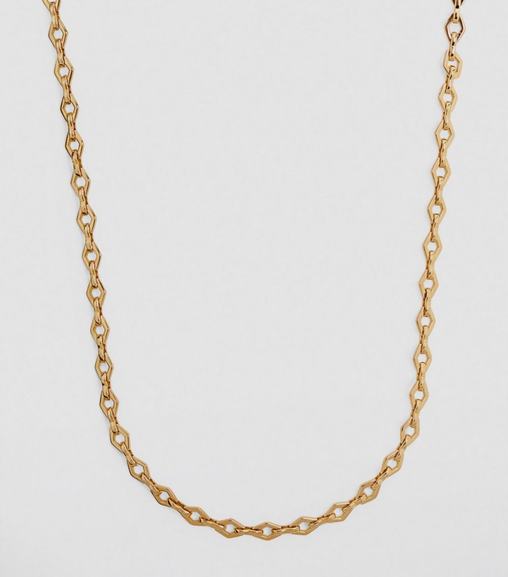 Azlee Azlee Medium Yellow Gold Lozenge Link Chain Necklace
