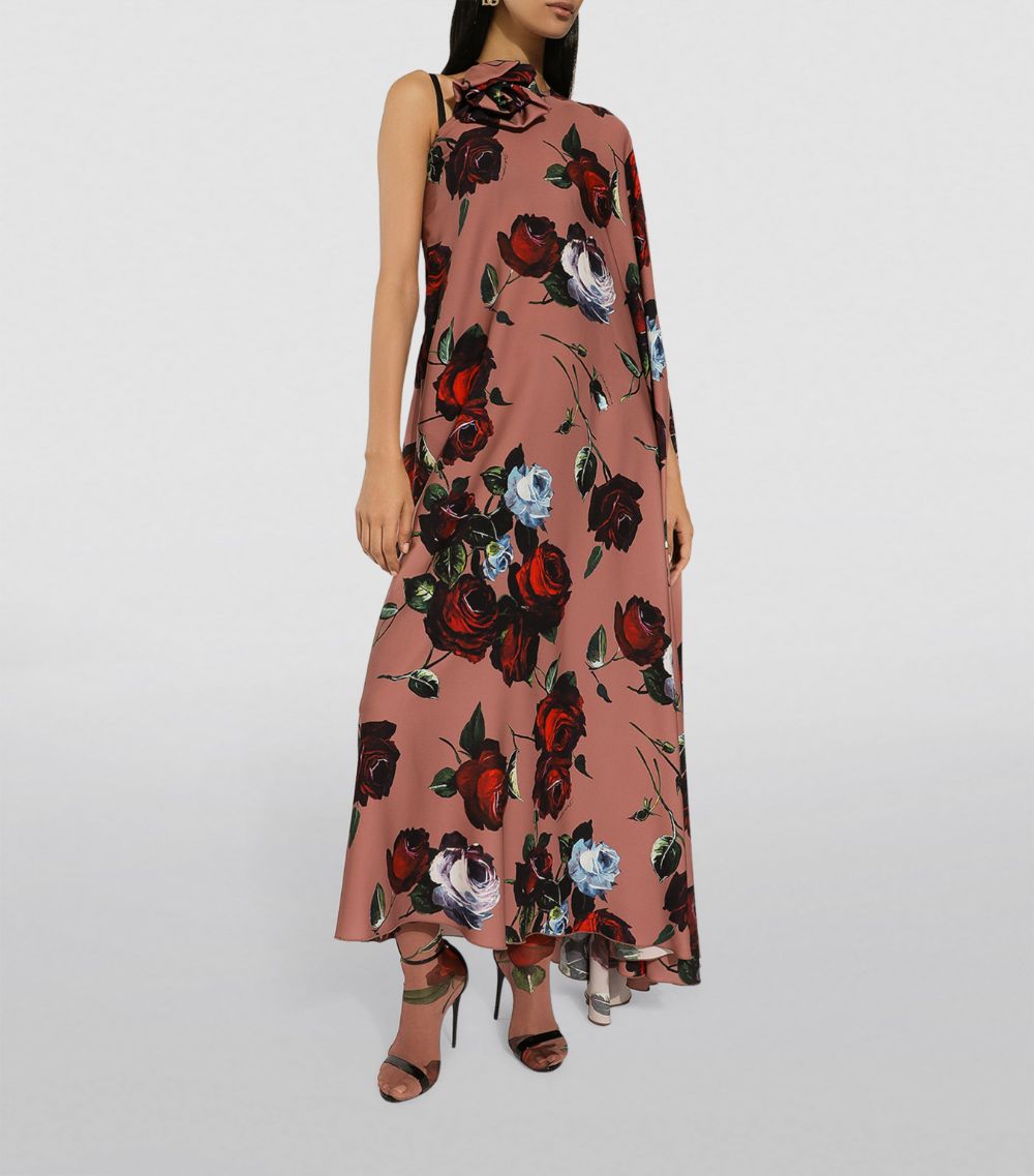 Dolce & Gabbana Dolce & Gabbana Silk-Blend Rose Asymmetric Dress