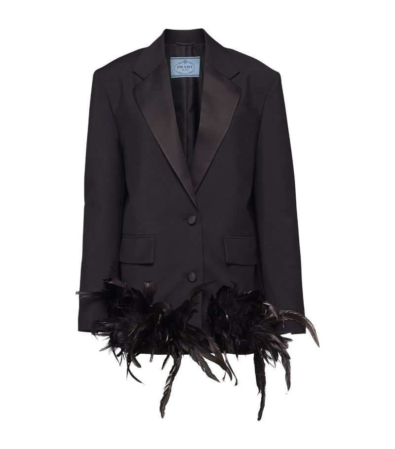 Prada Prada Mohair Feather-Trim Blazer