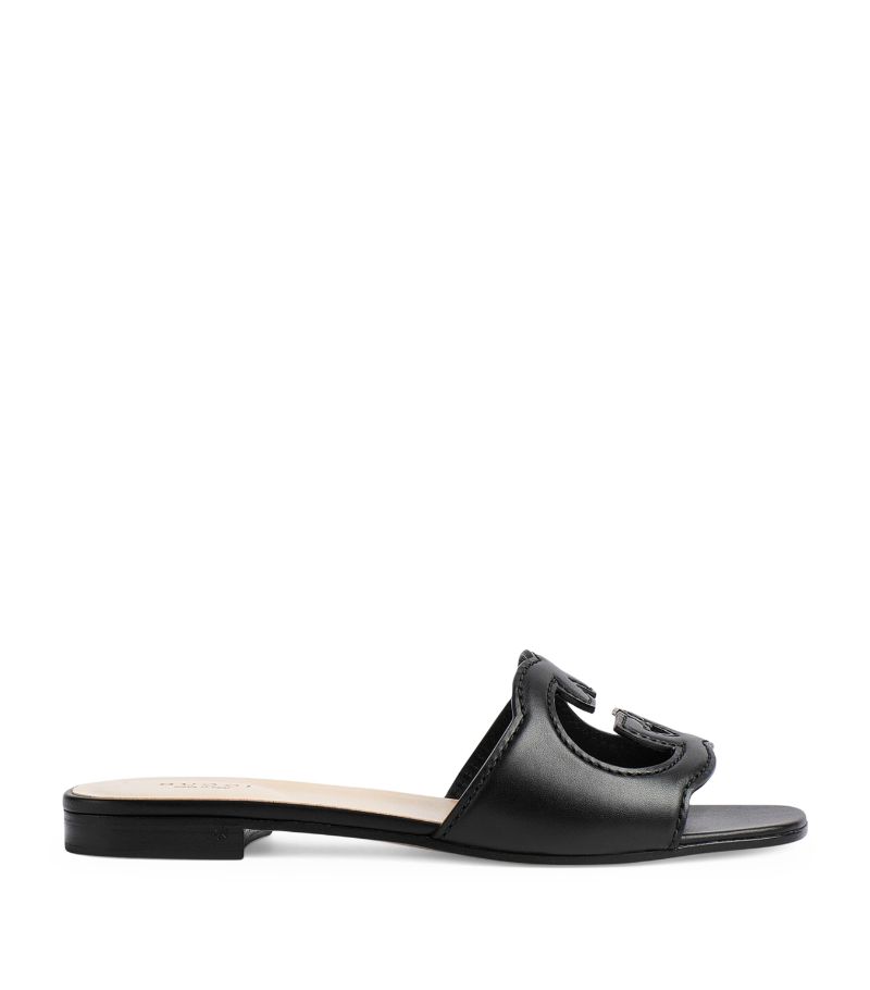 Gucci Gucci Gucci Cut Leather Interlocking G Sandals