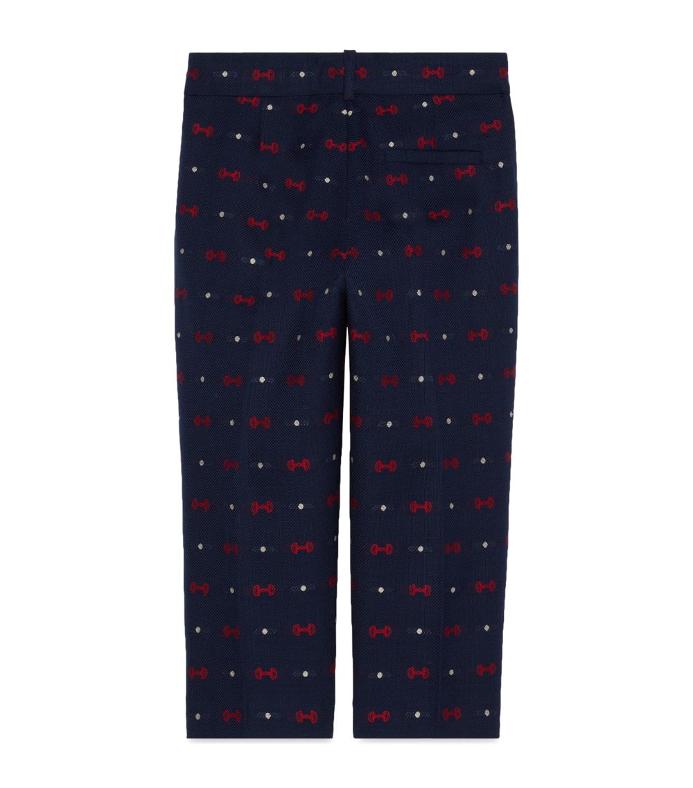 Gucci Gucci Kids Wool-Cotton Horsebit-Embroidered Trousers (4-12 Years)