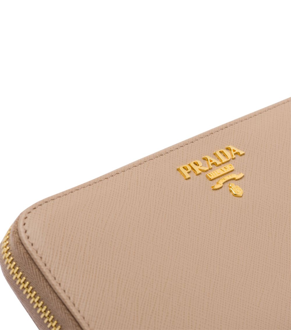 Prada Prada Large Saffiano Leather Zip-Up Wallet