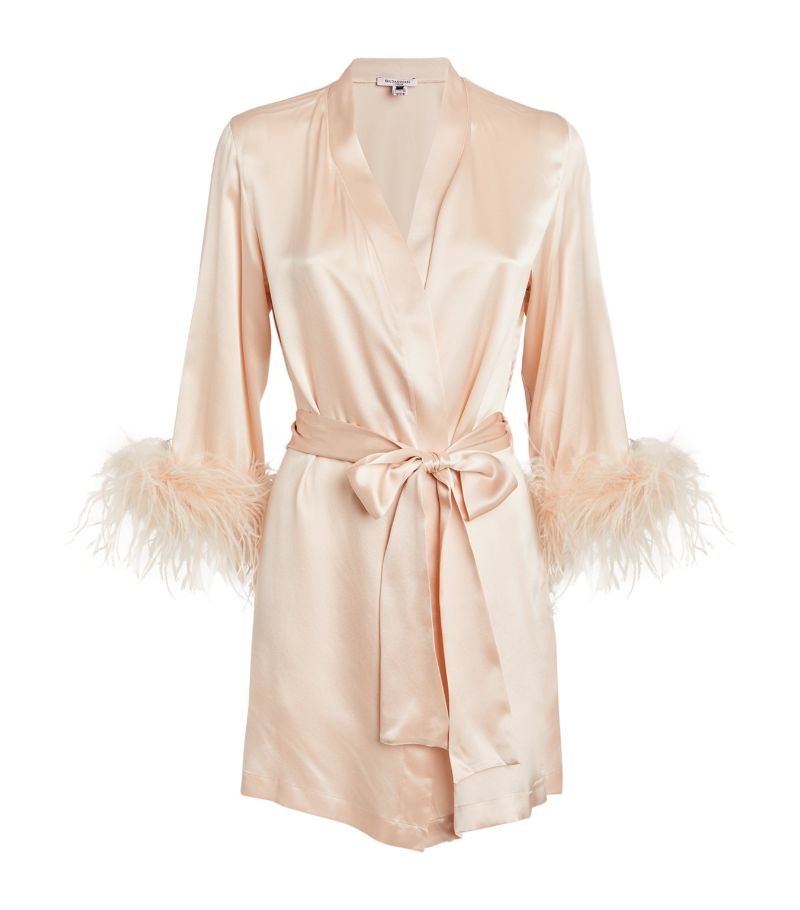 Gilda & Pearl Gilda & Pearl Silk Feather-Trim Mia Mini Robe