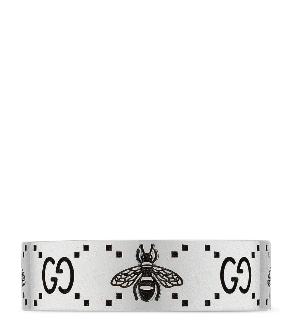 Gucci Gucci Sterling Silver Engraved Bee Ring