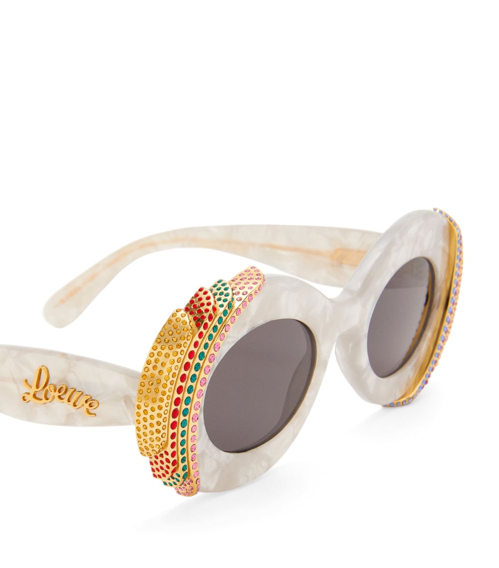 Loewe Loewe X Paula'S Ibiza Crystal Pavé Oval Sunglasses