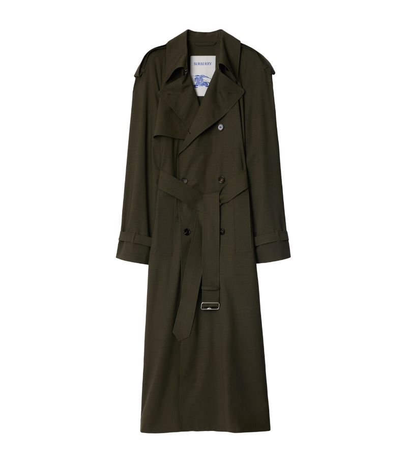 Burberry Burberry Stretch-Wool Long Trench Coat