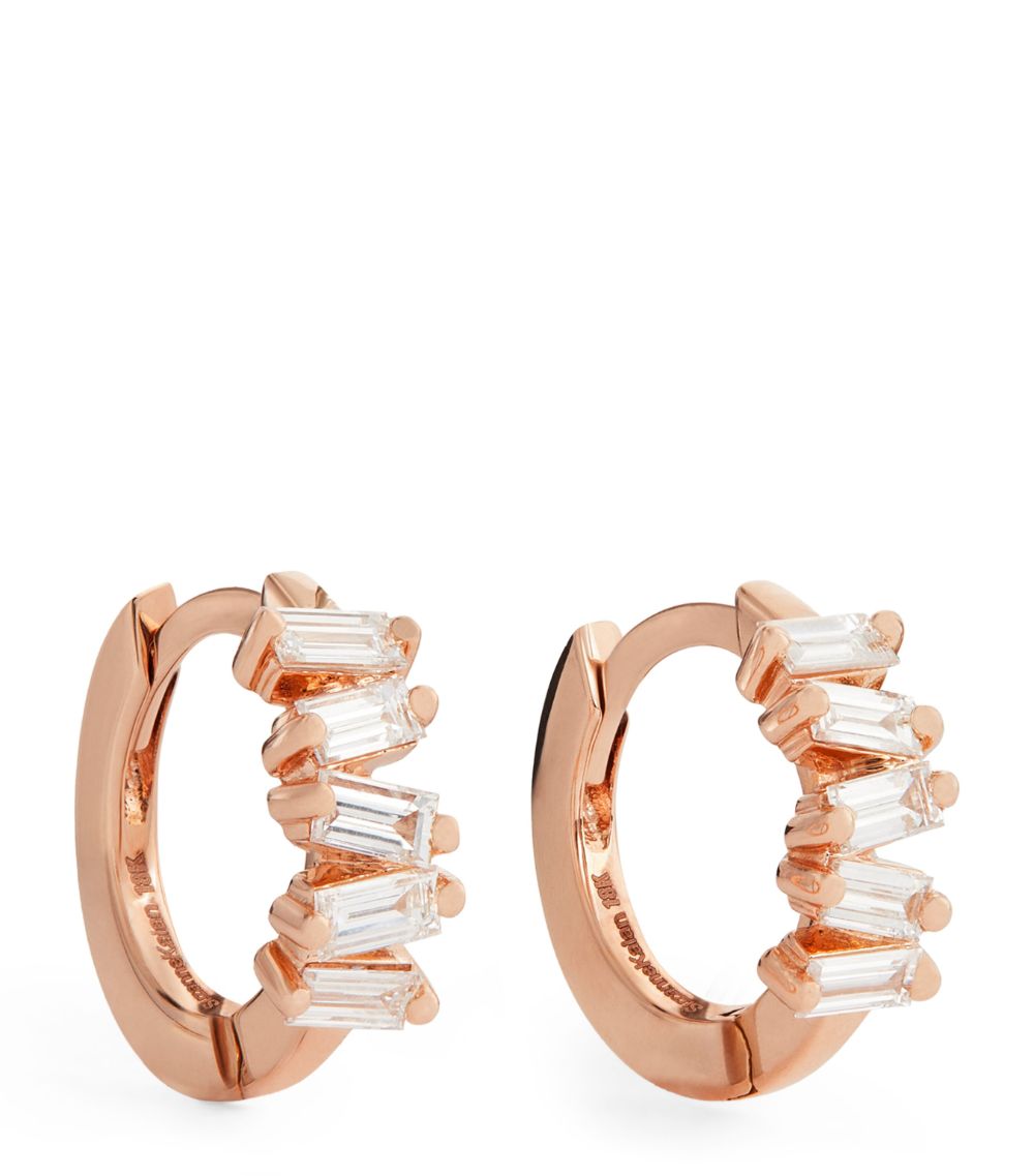 Suzanne Kalan Suzanne Kalan Rose Gold And Diamond Fireworks Huggie Earrings