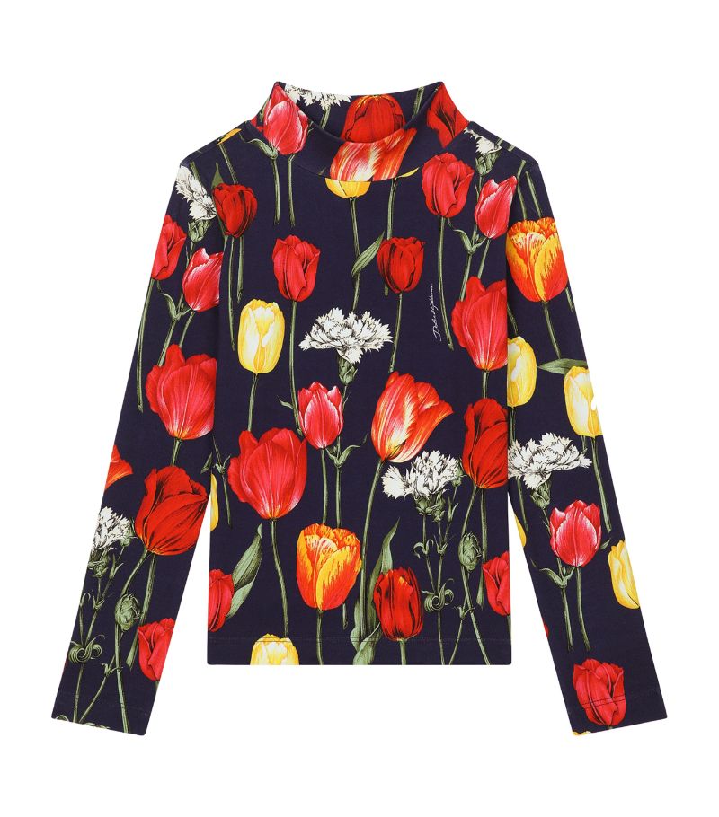 Dolce & Gabbana Dolce & Gabbana Kids Floral Mock-Neck Shirt (8-12 Years)