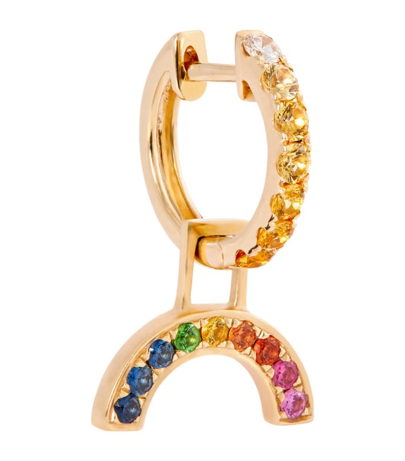 Robinson Pelham Robinson Pelham Yellow Gold, Diamond And Sapphire Rainbow Hoop Earring