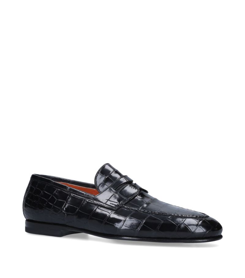 Santoni Santoni Crocodile Penny Loafers