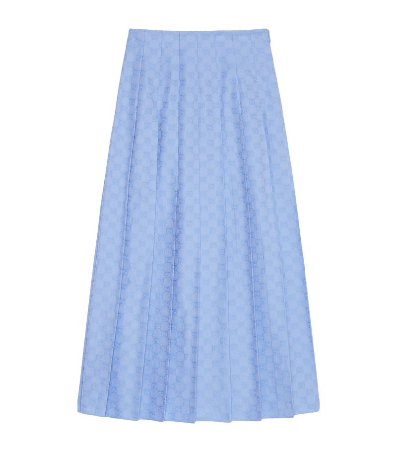 Gucci Gucci Oxford Cotton Gg Supreme Midi Skirt