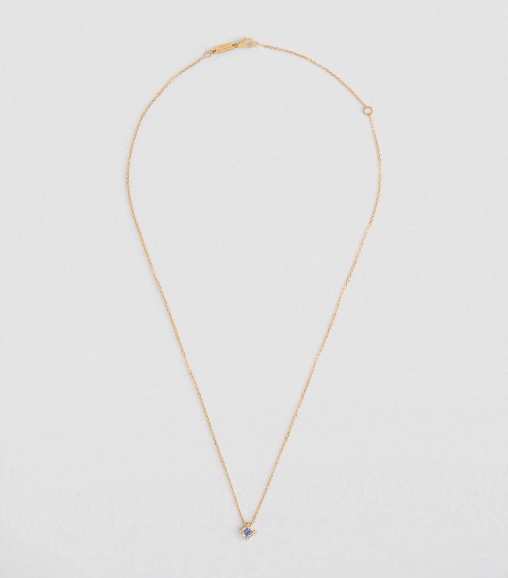 Suzanne Kalan Suzanne Kalan Mini Yellow Gold, Diamond and Sapphire Post Necklace