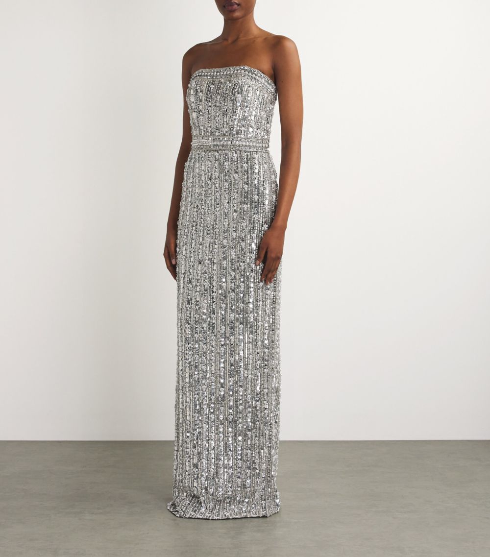 Pamella Roland Pamella Roland Embellished Gown With Detachable Cape