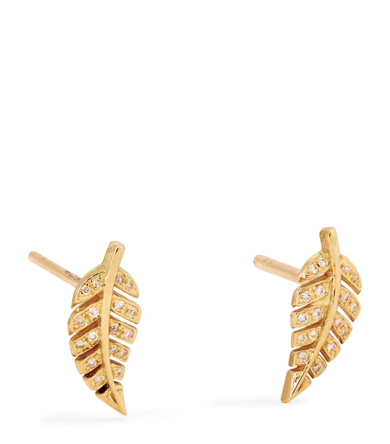Jennifer Meyer Jennifer Meyer Mini Yellow Gold and Diamond Leaf Stud Earrings