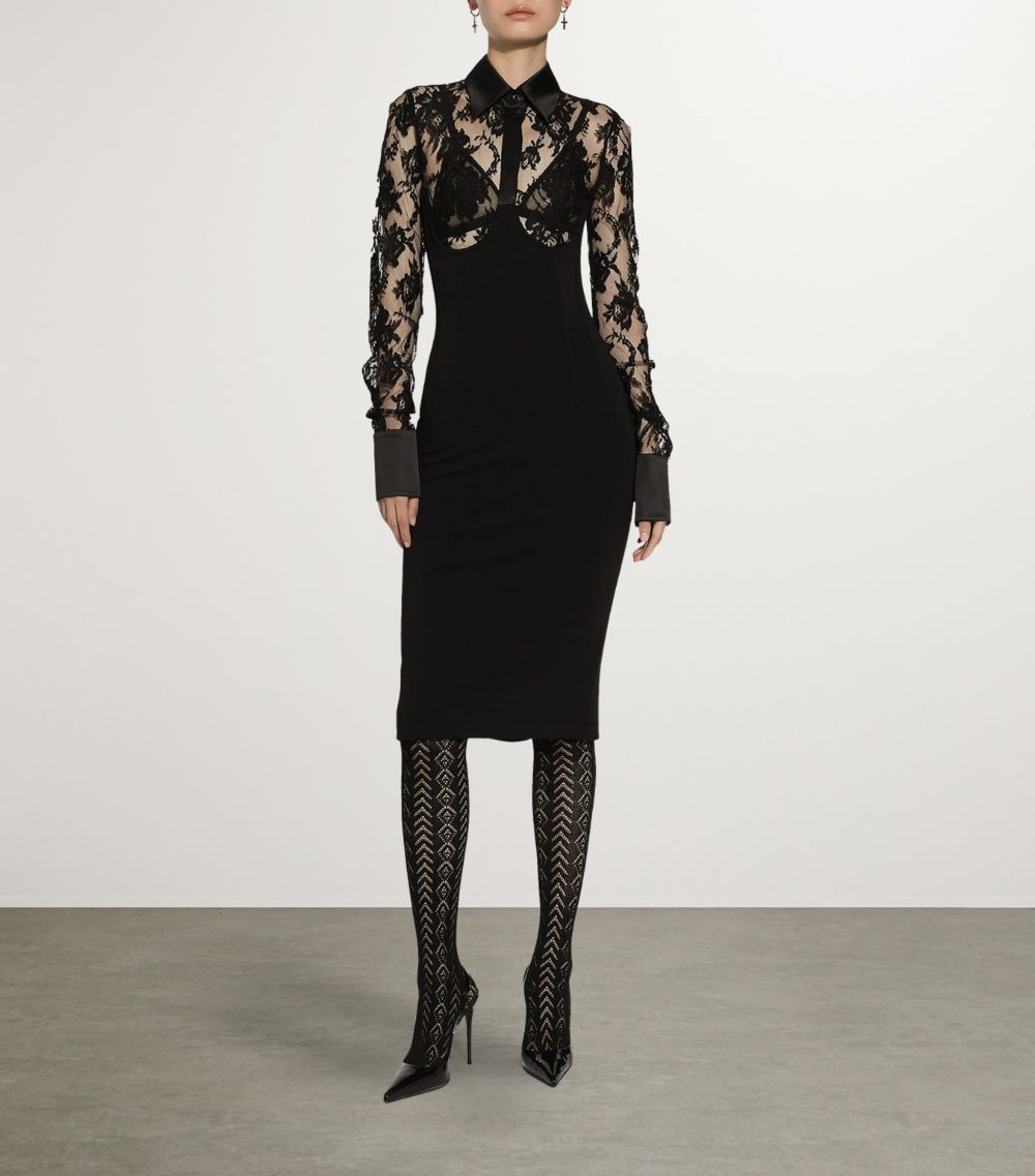 Dolce & Gabbana Dolce & Gabbana Lace Collared Midi Dress