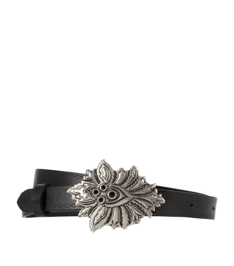 The Kooples The Kooples Leather Flower-Buckle Belt