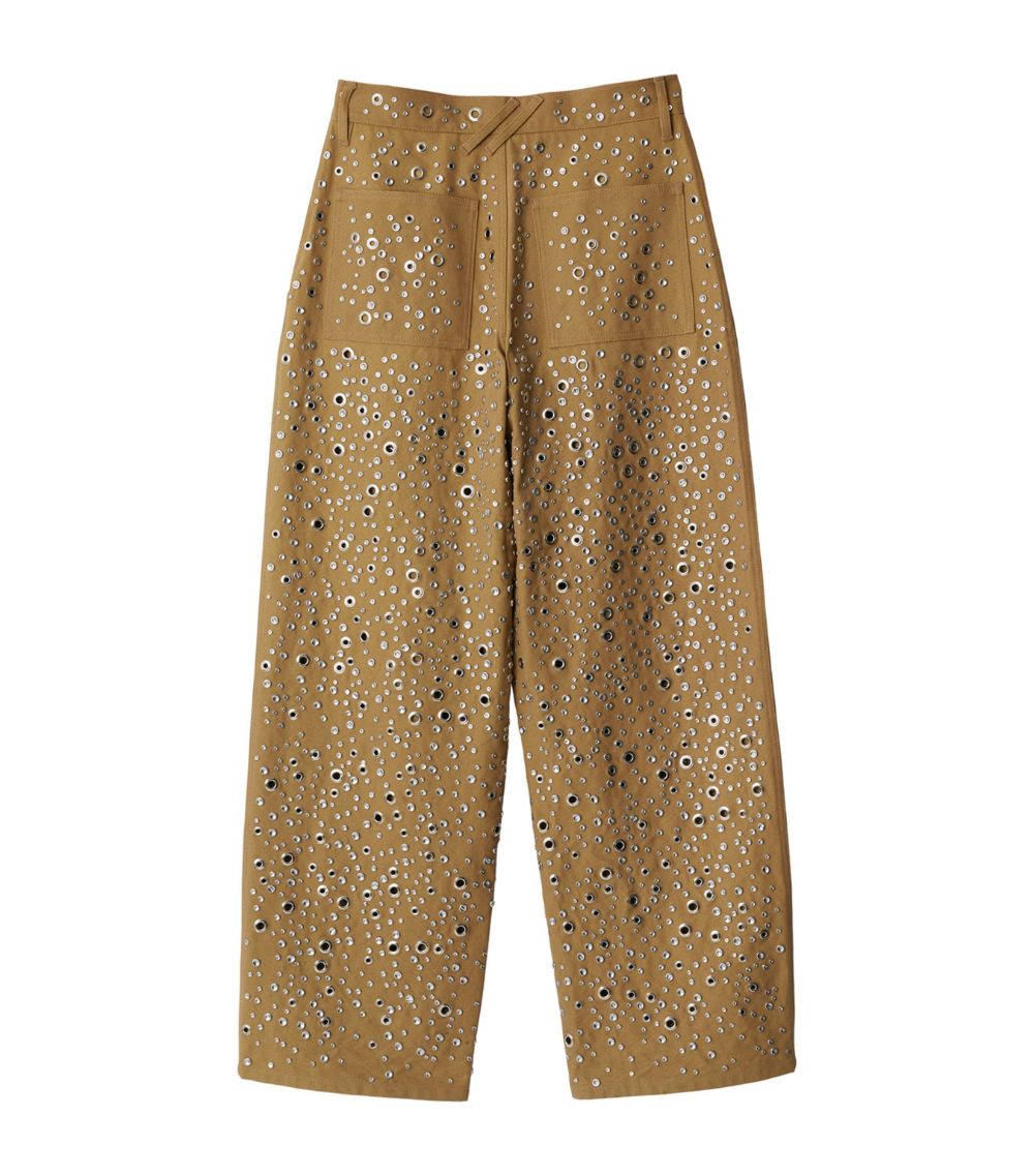 Burberry Burberry Cotton Studded Wide-Leg Trousers