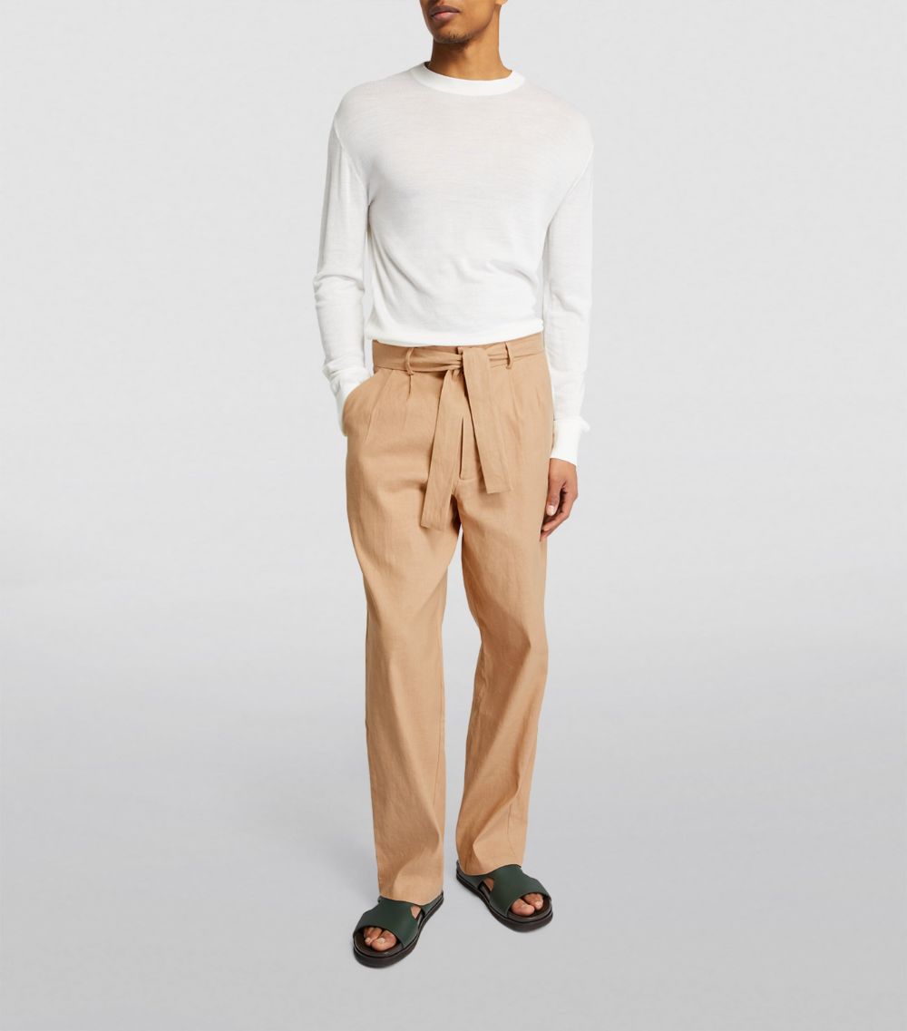 Commas Commas Linen-Blend Belted Straight Trousers