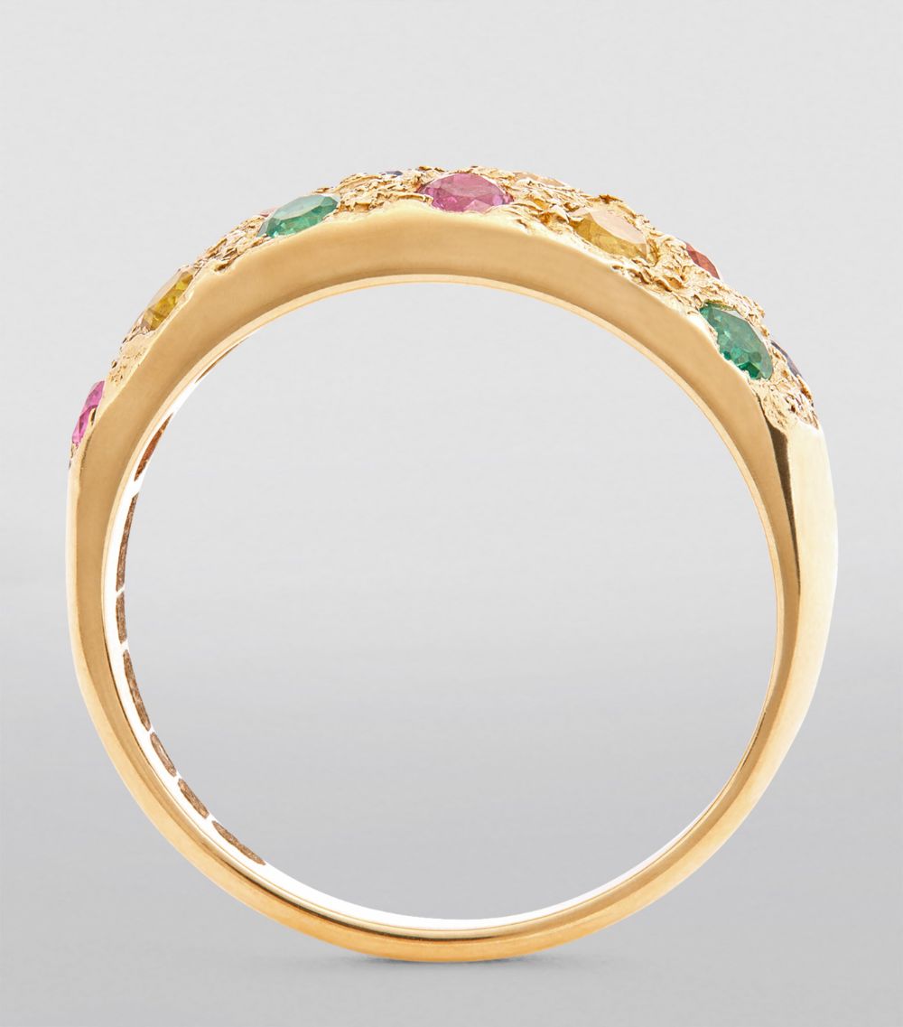 Bleue Burnham Bleue Burnham Mini Recycled Gold And Rainbow Sapphire Riviera Ring