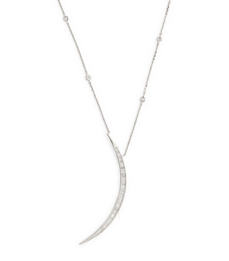 Bee Goddess Bee Goddess White Gold And Diamond Star Light Crescent Moon Necklace
