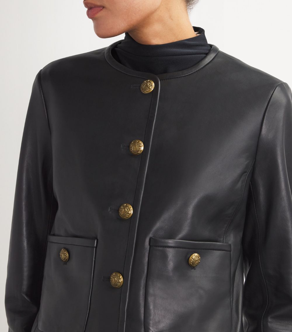 Veronica Beard Veronica Beard Leather Collarless Andrea Jacket