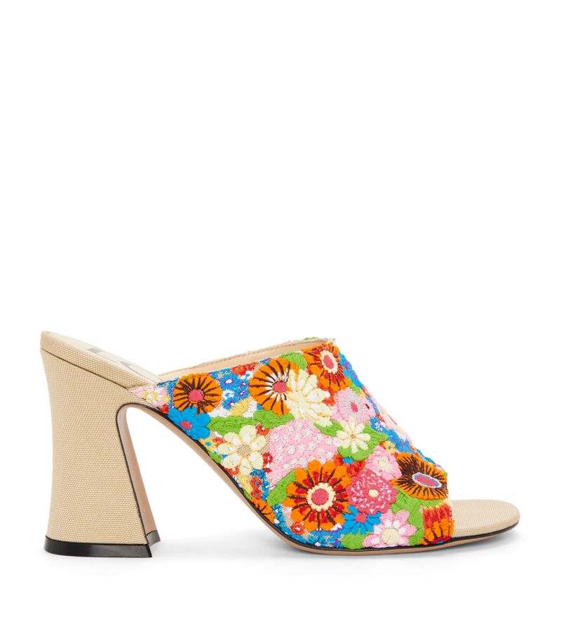 Loewe Loewe X Paula'S Ibiza Floral-Embroidered Calle Heeled Mules 85