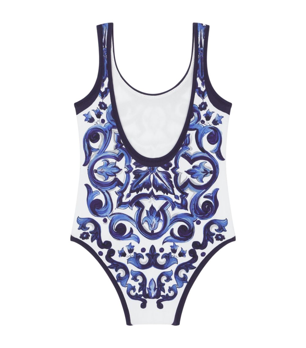 Dolce & Gabbana Dolce & Gabbana Kids Majolica Print Swimsuit (3-18 Months)