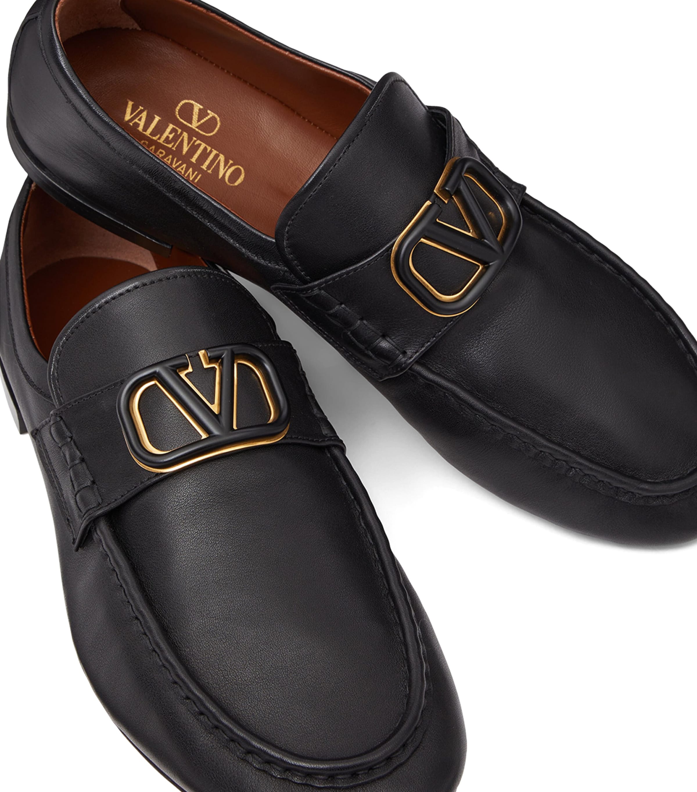 VALENTINO GARAVANI Valentino Garavani Leather Logo-Top Loafers