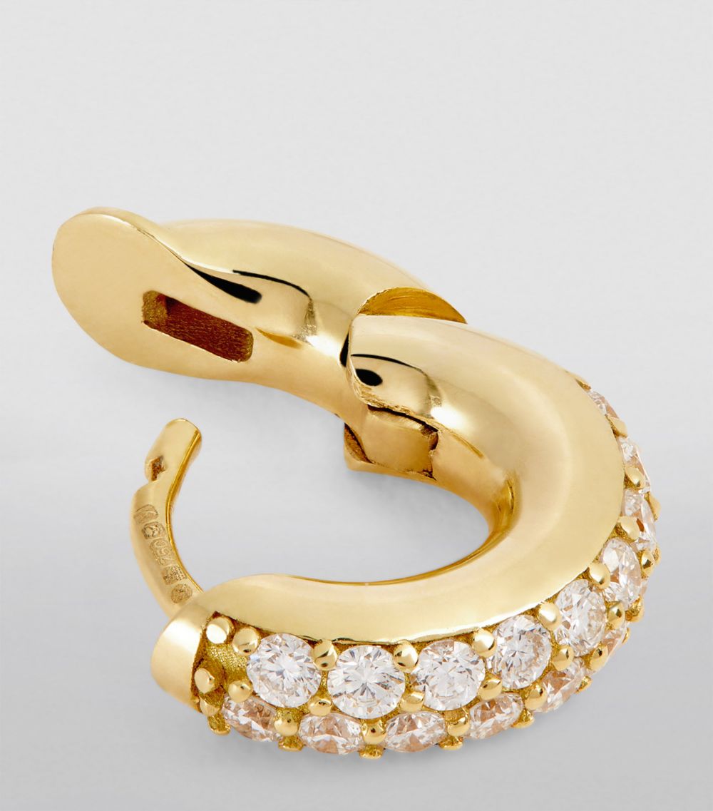 Spinelli Kilcollin Spinelli Kilcollin Yellow Gold And Pavé White Diamond Mini Single Hoop Earring