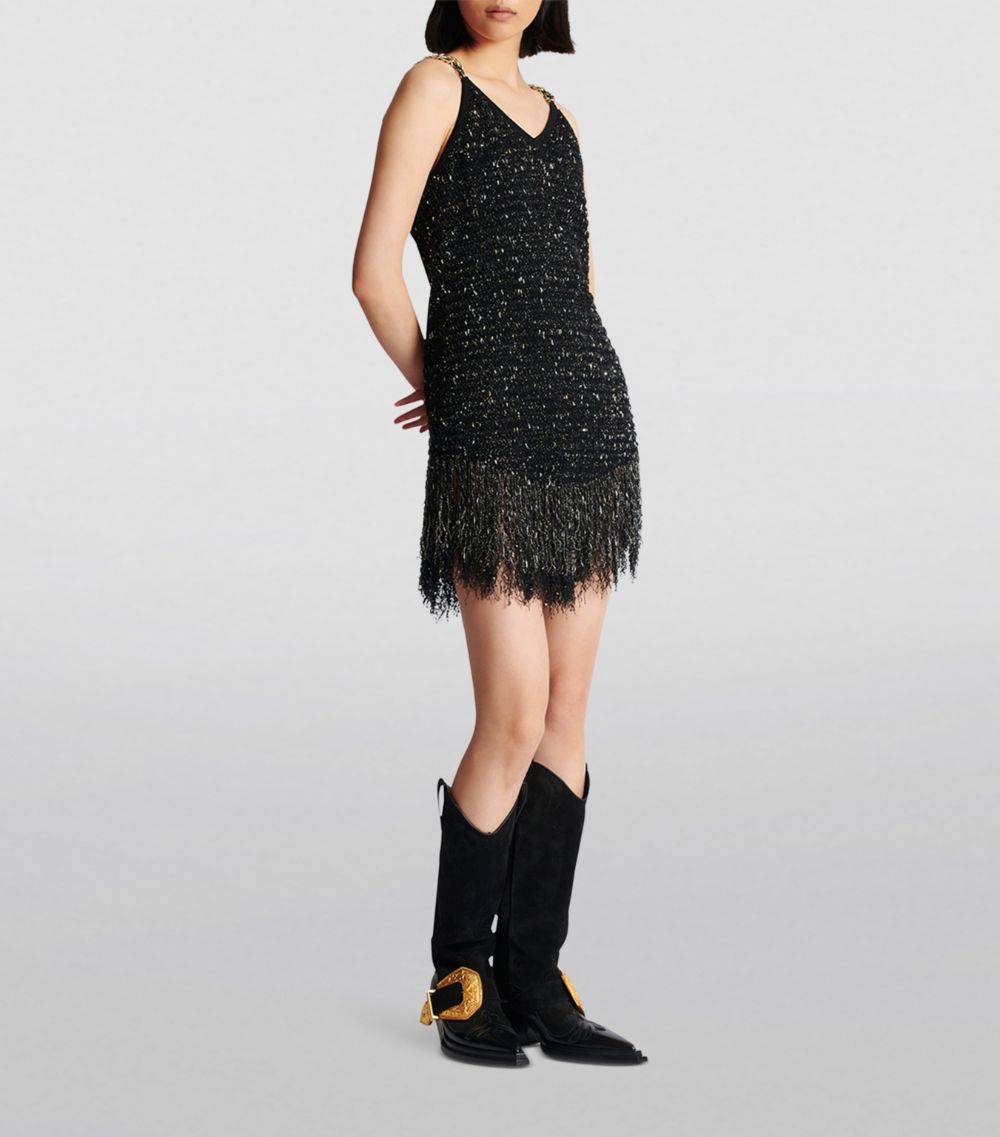 Balmain Balmain Tweed Fringe Mini Dress