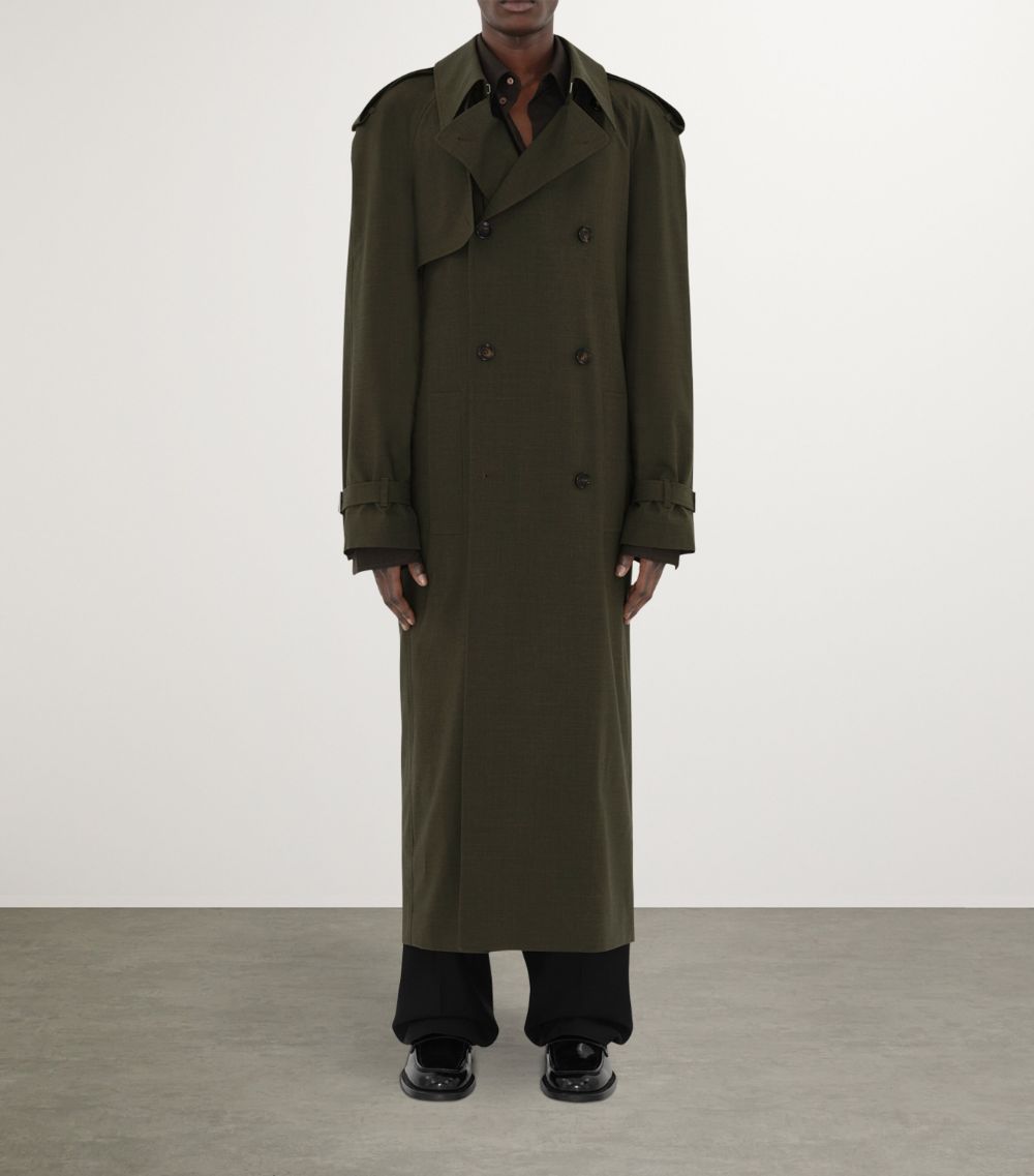 Burberry Burberry Stretch-Wool Long Trench Coat