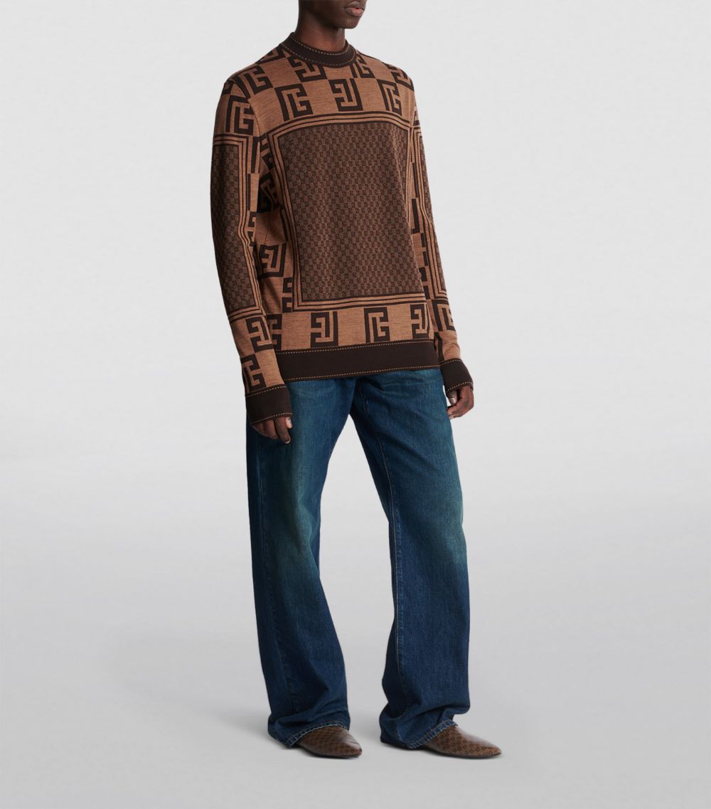 Balmain Balmain Merino Wool Mini Monogram Sweater