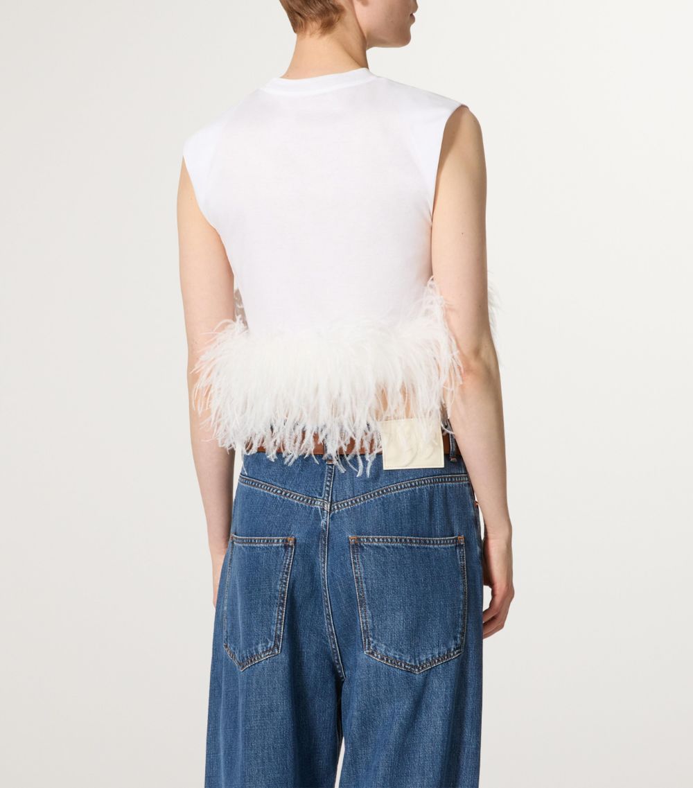 VALENTINO GARAVANI Valentino Garavani Feather-Trim Crop Top