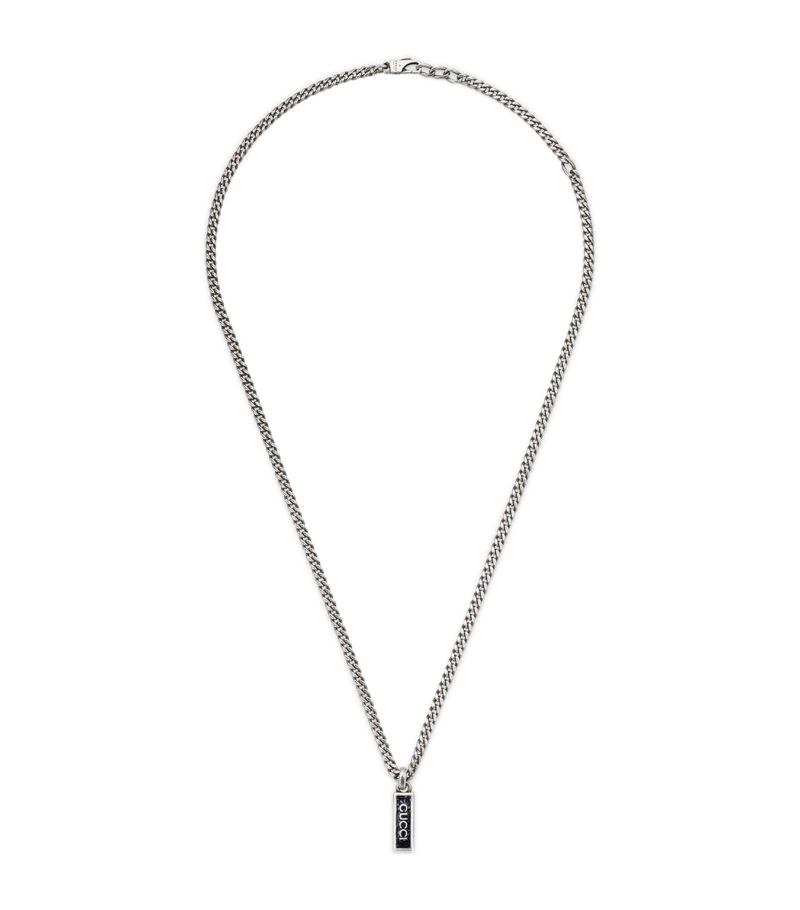 Gucci Gucci Sterling Silver Enamel-Pendant Necklace