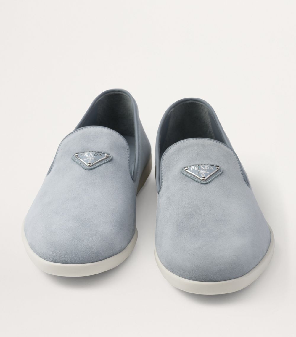 Prada Prada Leather Logo-Plate Loafers