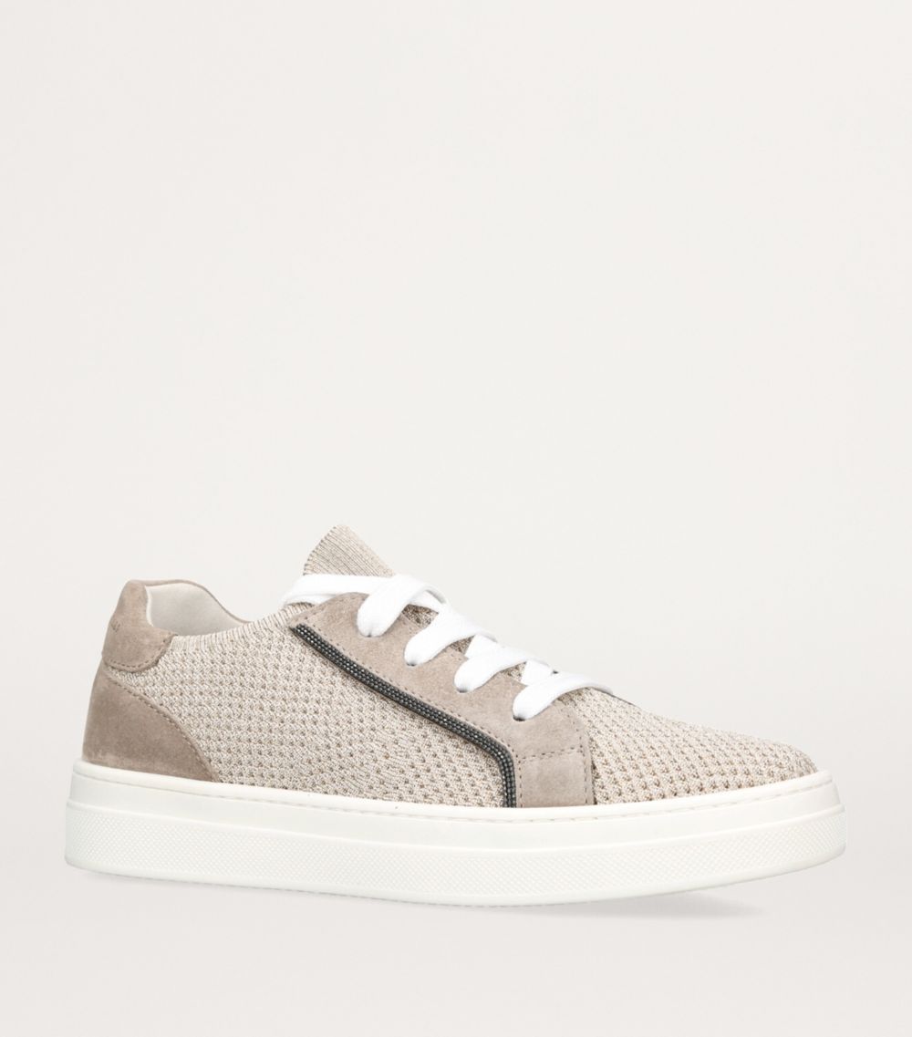 Brunello Cucinelli Kids Brunello Cucinelli Kids Knitted Cotton And Suede Sneakers
