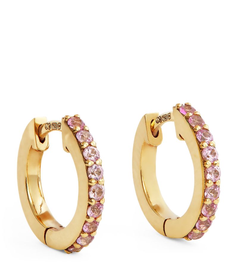 Jennifer Meyer Jennifer Meyer Small Yellow Gold And Pink Sapphire Huggie Earrings