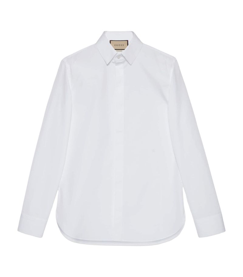 Gucci Gucci Embroidered Cotton Poplin Shirt