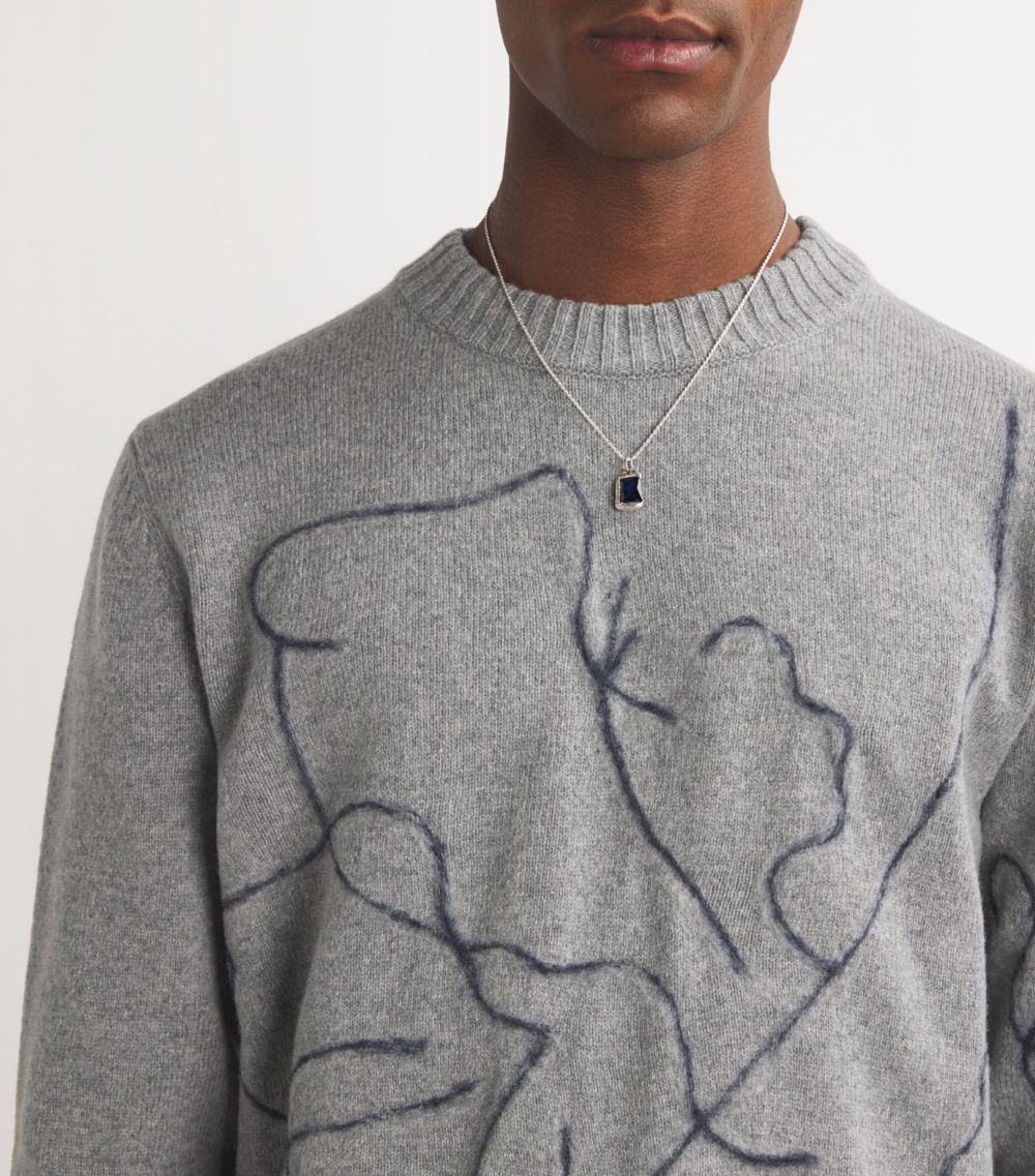 Róhe Róhe Wool-Cashmere Tulip Embroidered Sweater