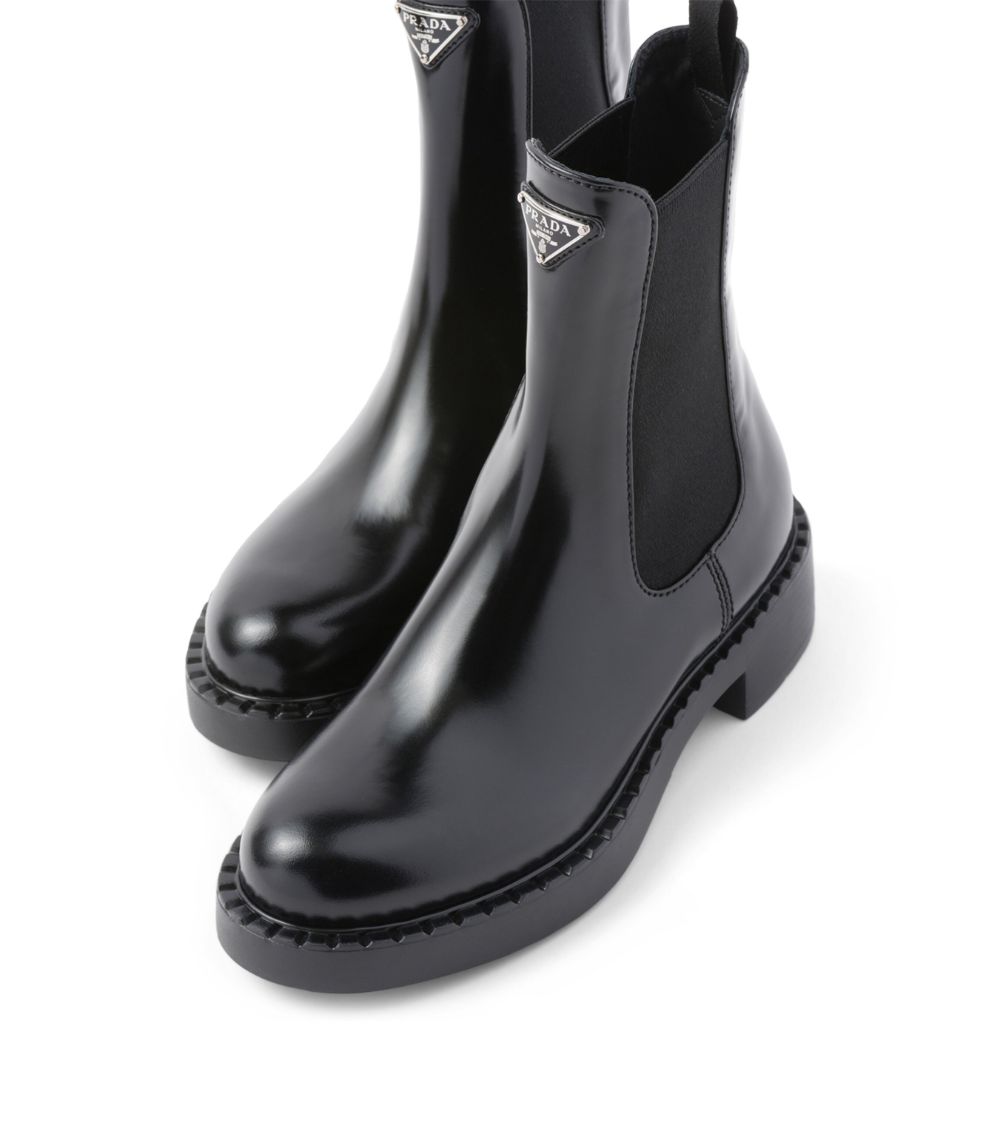 Prada Prada Brushed Leather Chelsea Boots 50