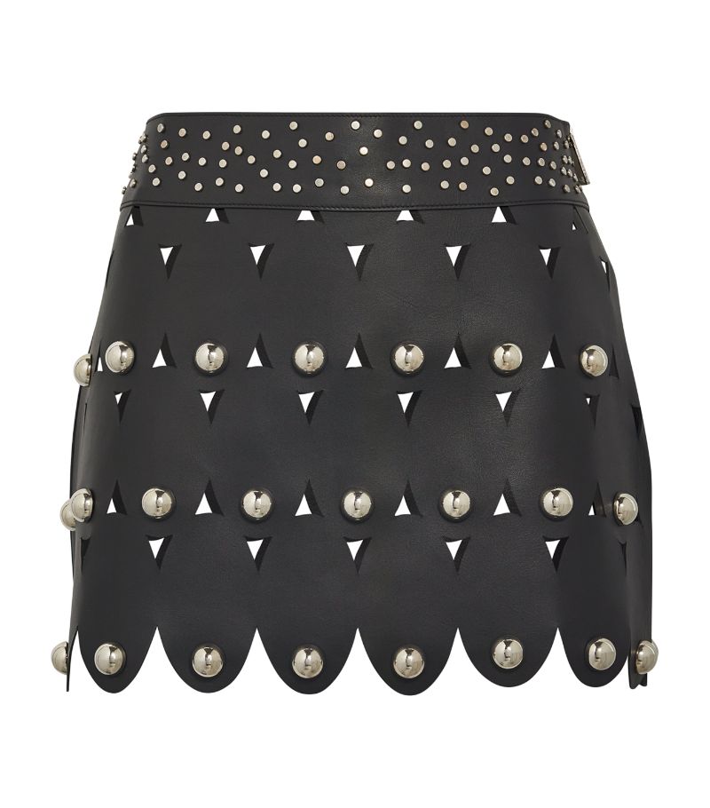  Area Nyc Leather Studded Eye Mini Skirt