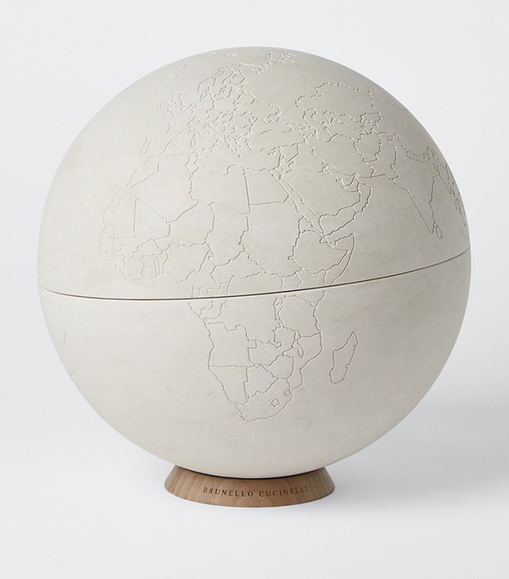 Brunello Cucinelli Brunello Cucinelli Stone And Walnut Engraved Globe